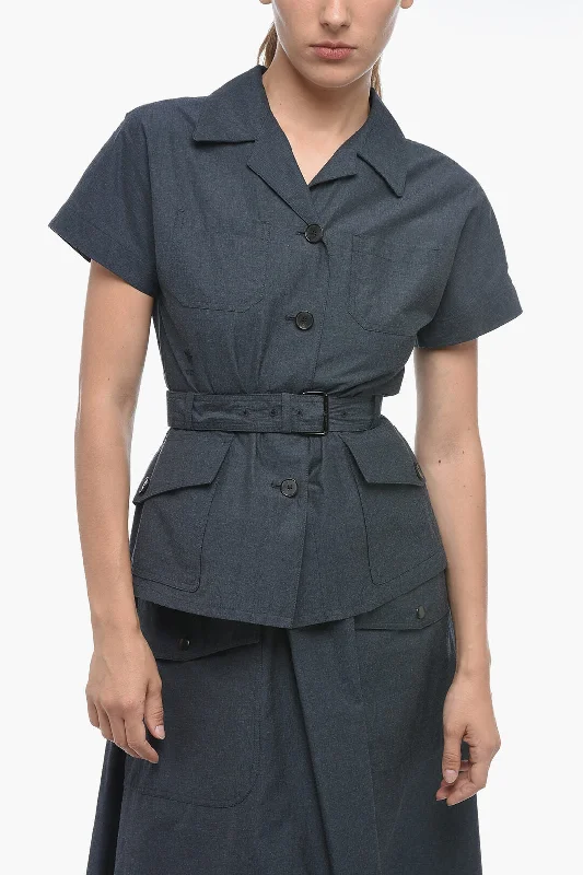 Huge Price Cut Dior Belted Short-sleeved Shirt with Utility Pockets