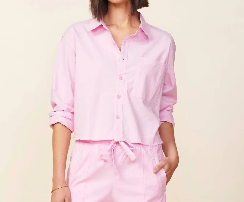 Clearance Sale, All Cheap Cropped Poplin Shirt In Pink Lavender