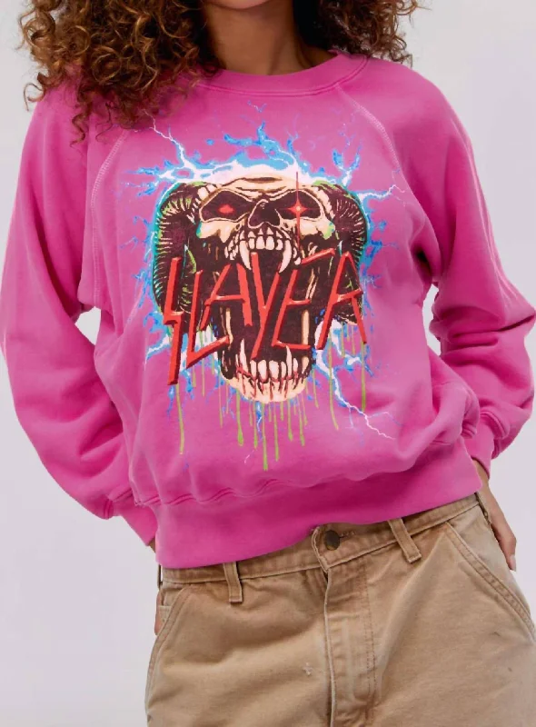 Relaxed Style Slayer Electrified Raglan Crew In Pink