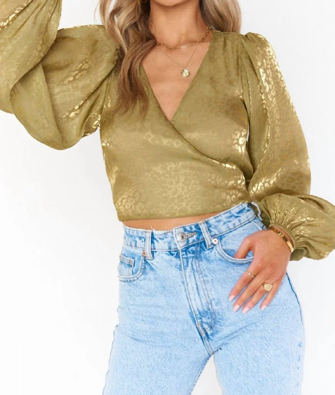 Casual Dresses for Women Joplin Top In Gold Cheetah Organza