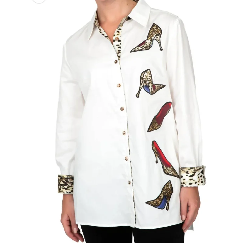 Stylish Everyday Clothing A Row Of Stilettos Shirt In White