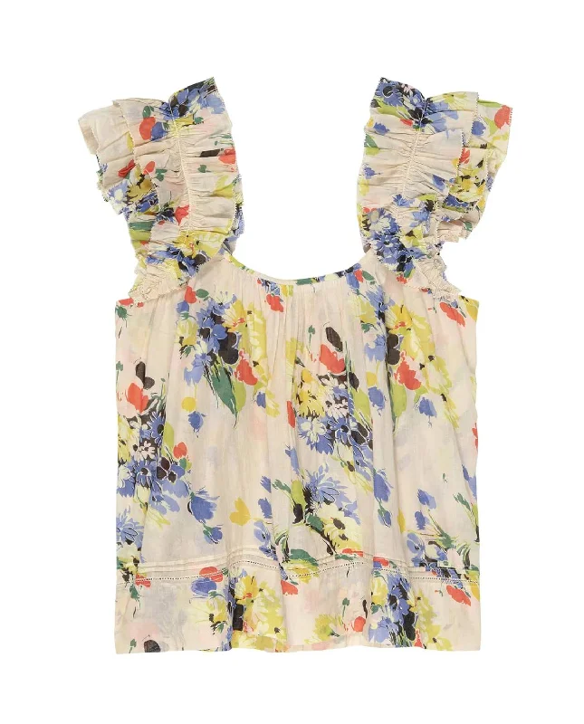 Elegant Simplicity Wardrobe Women's Dove Top In Bright Grove Floral