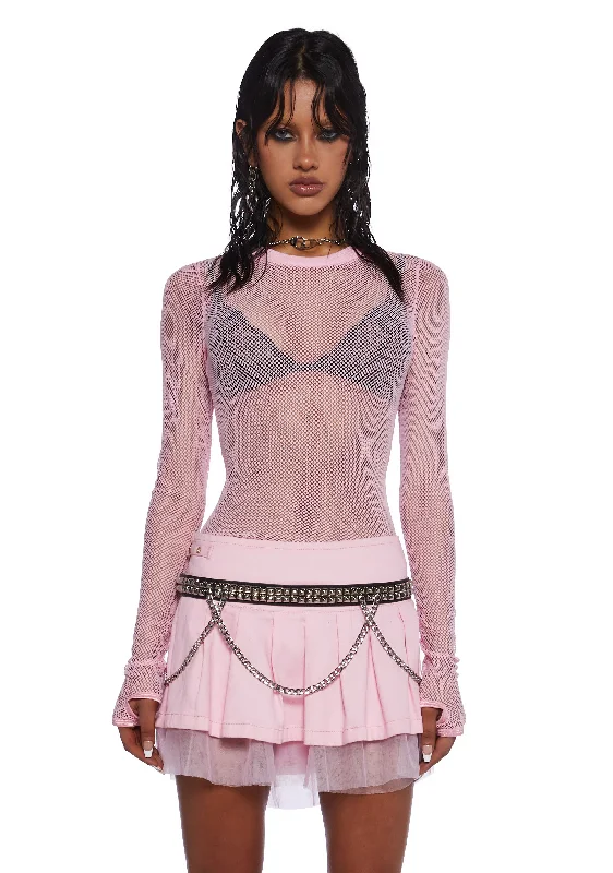 Everyday Wear See Thru Me Fishnet Top - Pink