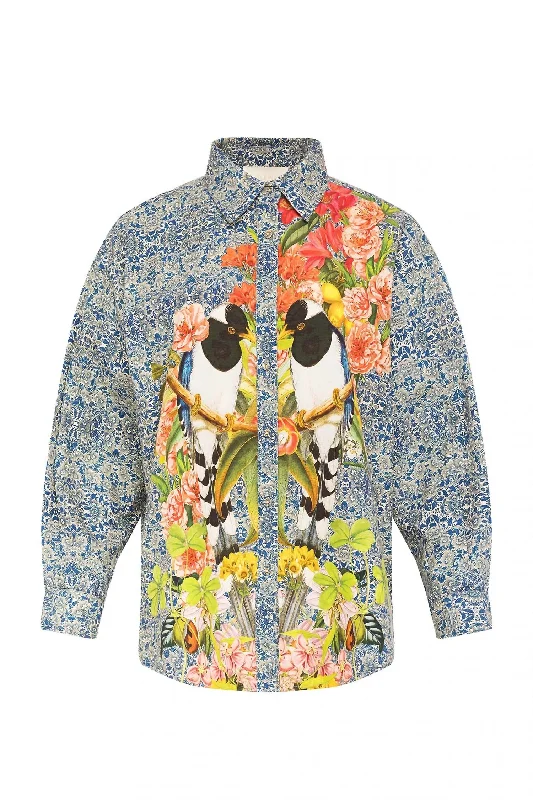 Exclusive Women's Fashion Collection Boyfriend Shirt In Selva Birds