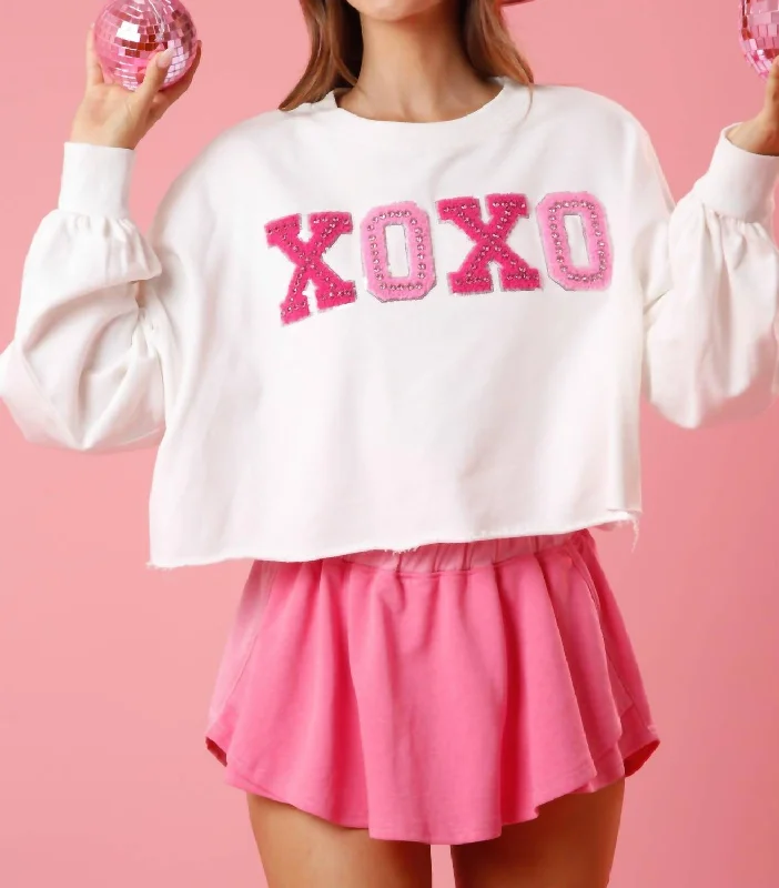 Women Wear Online Xoxo Sequin Edge Embellished Patch Top In White