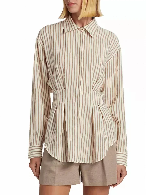 Mega Sales Eritrea Stripe Linen Top In White