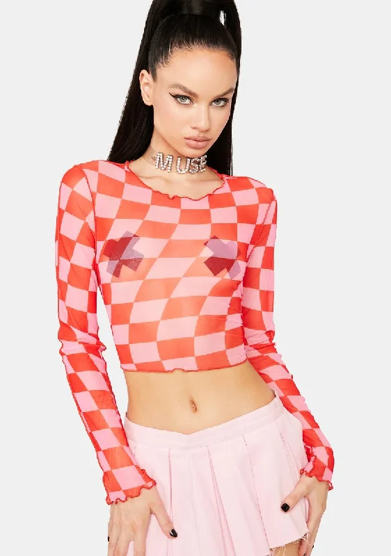 Cutting Edge Fashion Quit Playin' Checkered Top