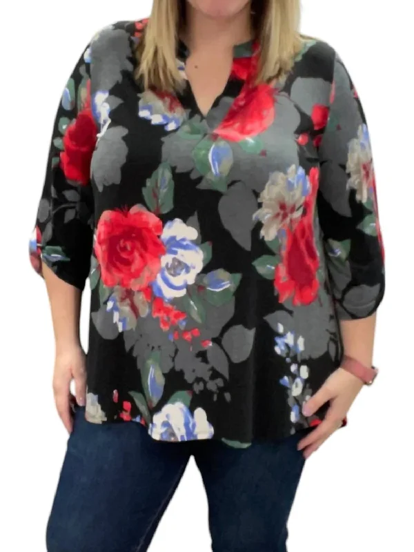 Season Appropriate Women's Collection Floral Gabby Top In Multi Color