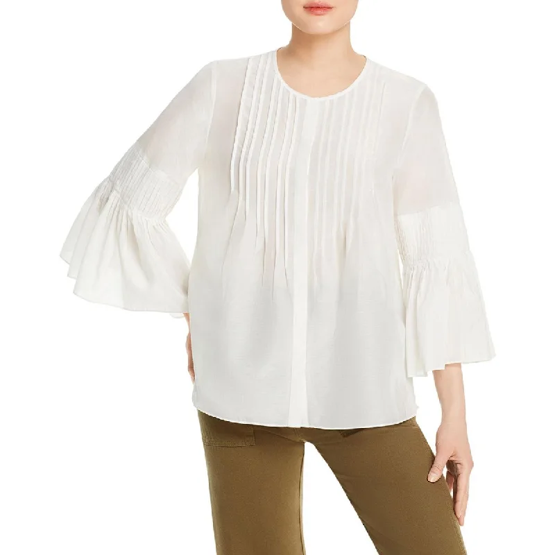 Hot Trends Alea Womens Silk Work Wear Button-Down Top