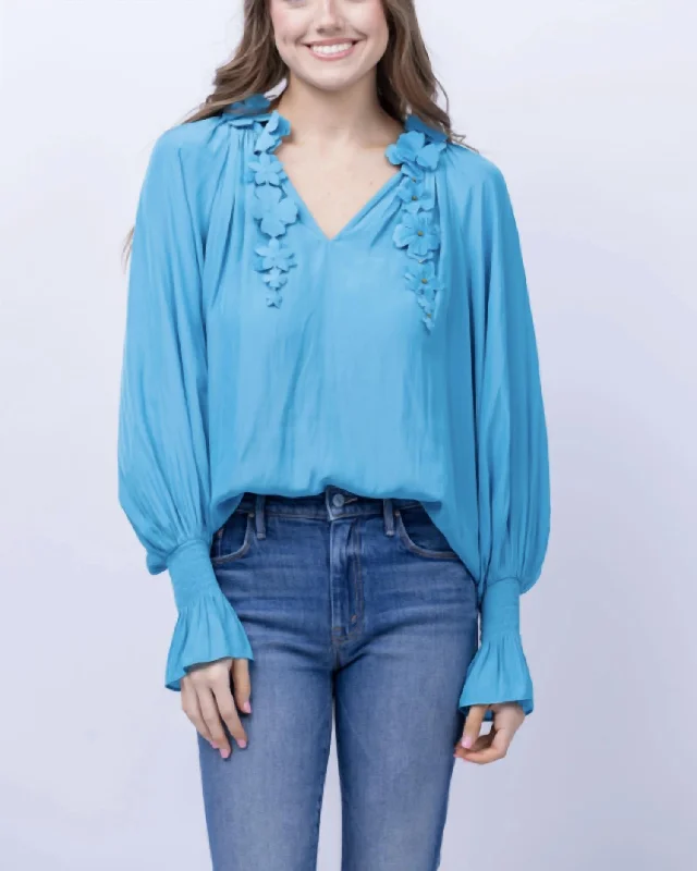 Fashion Women's Clothing Emelia Top In Calypso Blue