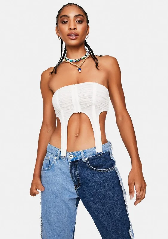 Online Boutiques Best Ivory Down And Out Strappy Tube Top