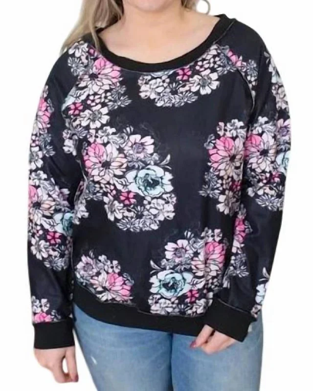 Eclectic Fashion Daisy Slouchy Top In Black