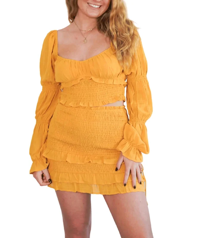 Casual Fashion Bloom Smocked Top In Yellow