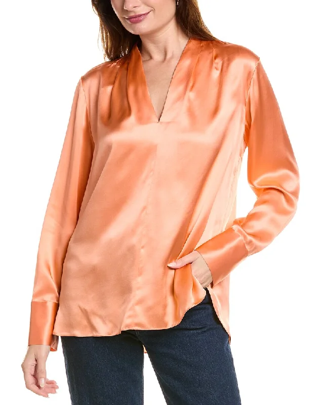 Flash Sales Elie Tahari Contour Neck Silk Shirt