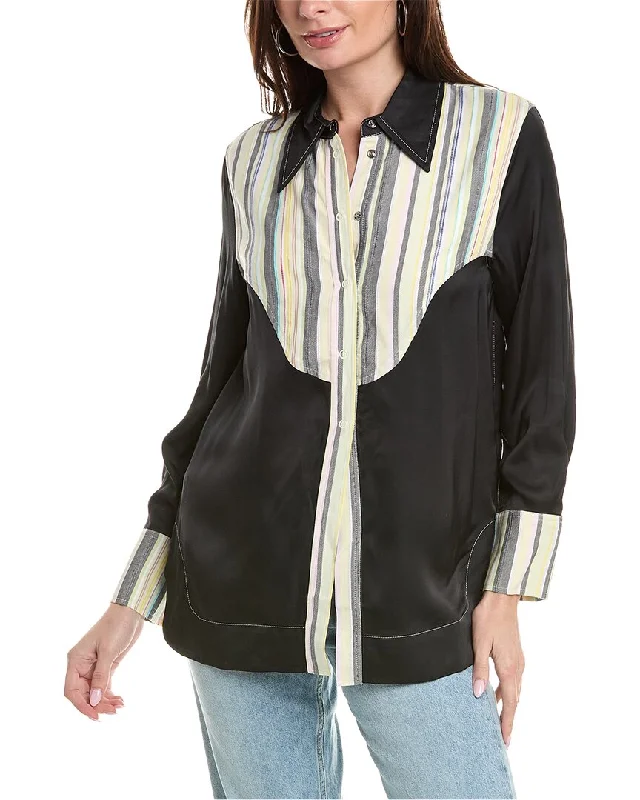 Chic Trends Unveiled GANNI Mix Slub Stripe Shirt