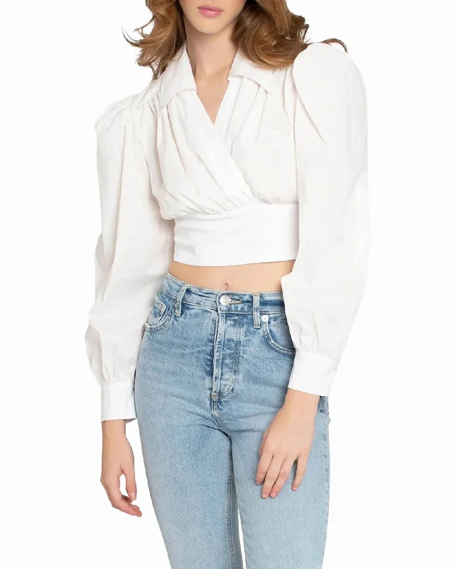 Best Boutiques Online Cotton Poplin Wrap Top In Wwhite