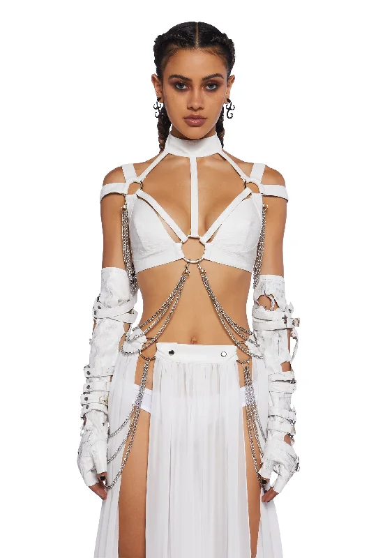 Versatile Outfits Immersed In Magic Harness Top - White