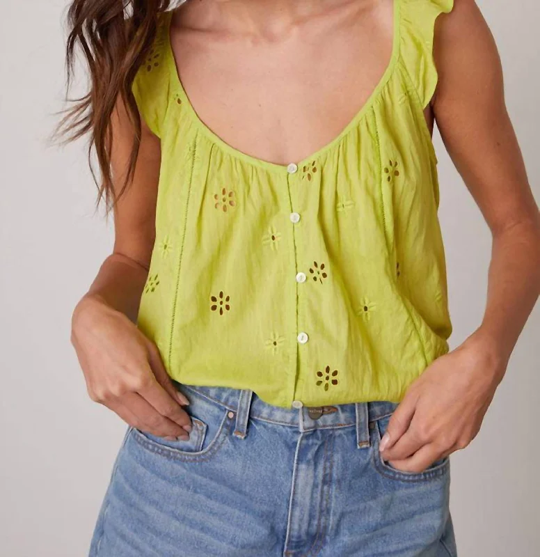 Versatile Wardrobe Essentials Eyelet Coco Top In Lime