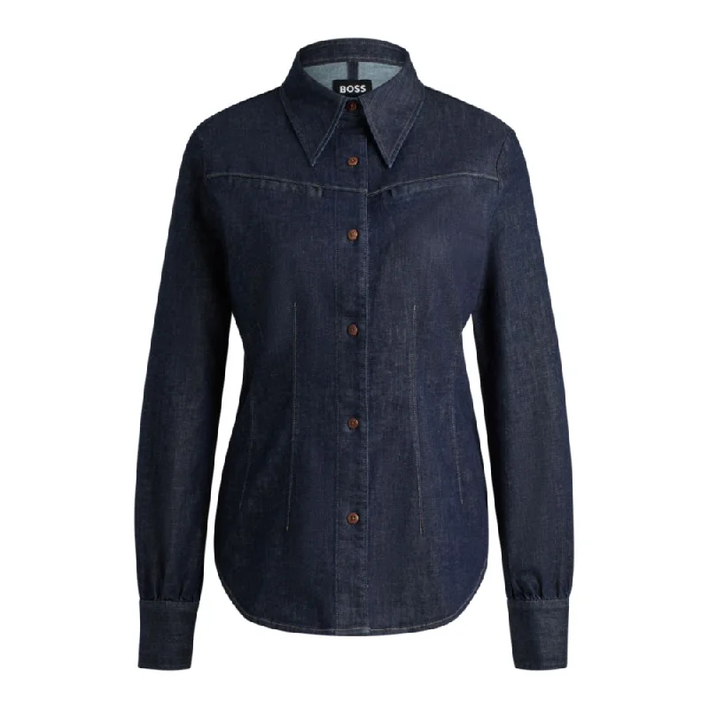 Limited Styles Slim-fit shirt in blue stretch denim