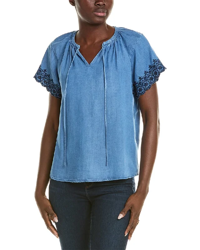 Fashion Essentials Nanette Nanette Lepore Denim Tie Neck Top