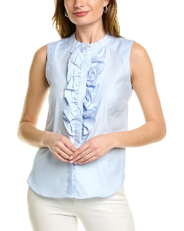 Casual Fashion Trends for Women Pink Tartan Ruffle Front Shirt