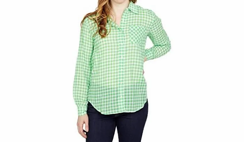 Big Savings Day Button Front Shirt In Green/white