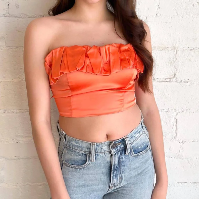 Unbeatable Deals Spring Breeze Satin Top In Orange