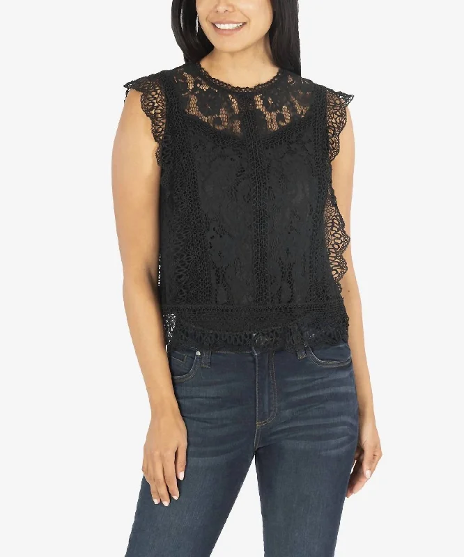 Chic & Cozy Apparel Stella Lace Top In Black