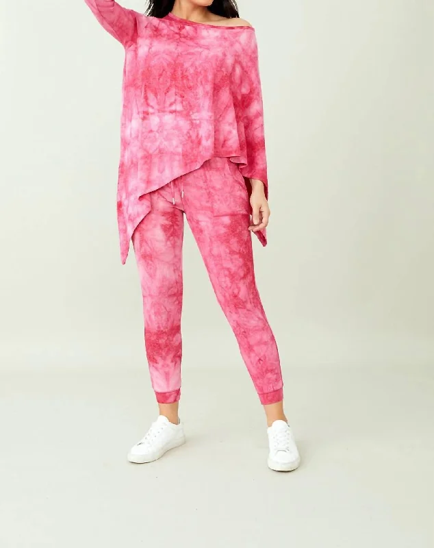 Elegant Attire For The Modern Lady Soft Stretch Asymmetrical Tie Dye Top In Candy