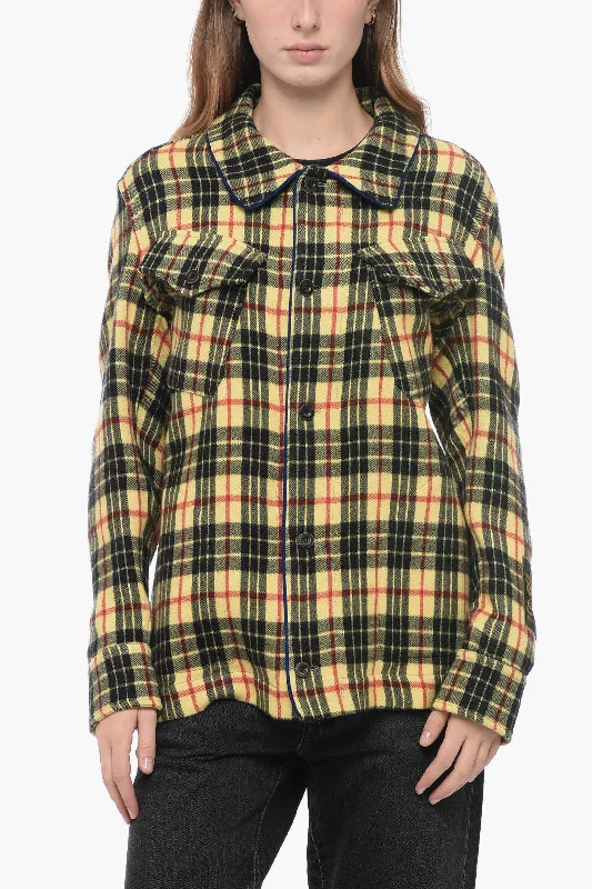 Women's Stylish Outerwear Pierre-Louis Mascia Tartan Checked Wool Overshirt