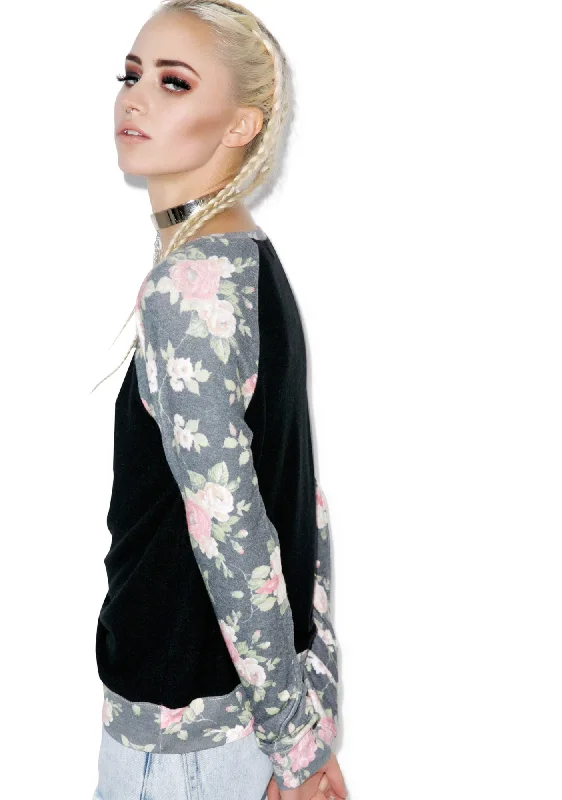 Limited Time Deal Black Rose Sleeves Baggy Beach Raglan