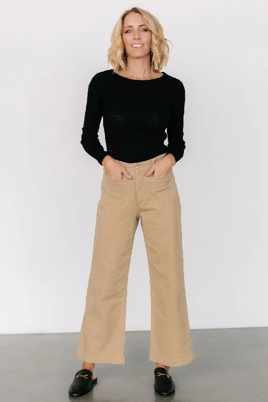 Online Boutiques Affordable Polli Patch Pocket Pants | Tan