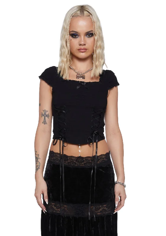 Chic Trend Collection It's Over Lace Up Top