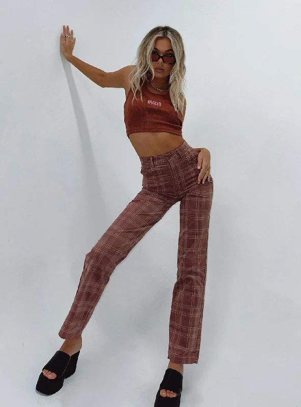 Edgy Fashion Leah Cordoury Pant Pink