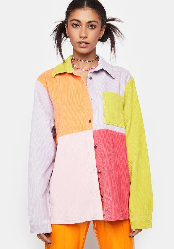 Eclectic Fashion Blitzed Patchwork Cord Shirt