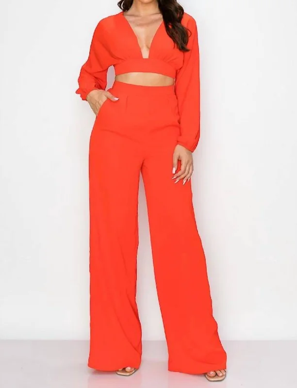 Season Appropriate Women's Collection Dolman Set In Bright Orange