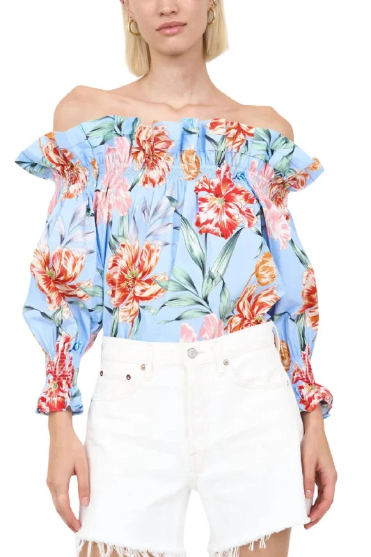 Women's Online Boutique Regina Top In Blue Garden