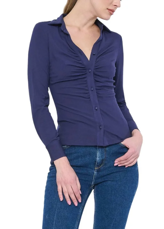 Chic Style Lena Top In Midnight Navy