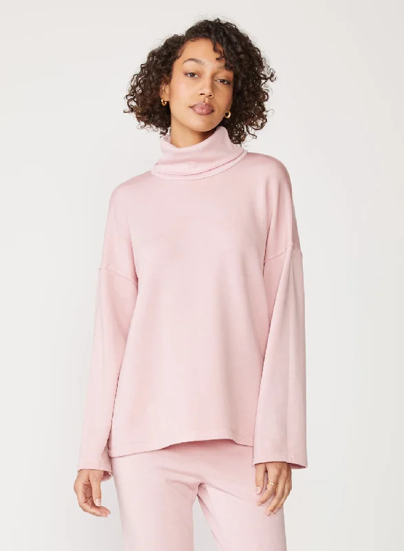 Best Boutiques Online Softest Fleece Turtleneck Top in Chalk Pink