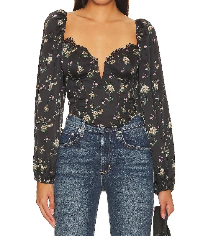 Casual Chic Josephine Top In Black Floral