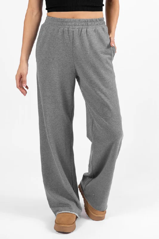 High-End Women's Apparel Before You Go Grey Wide Leg Sweatpants FINAL SALE