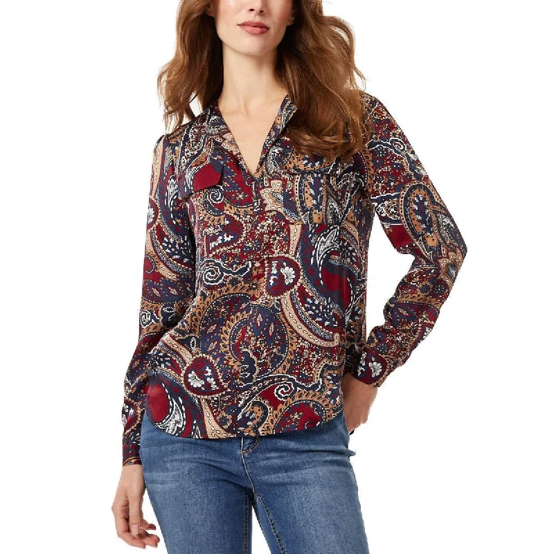 Discount Store Womens Collared Printed Button-Down Top