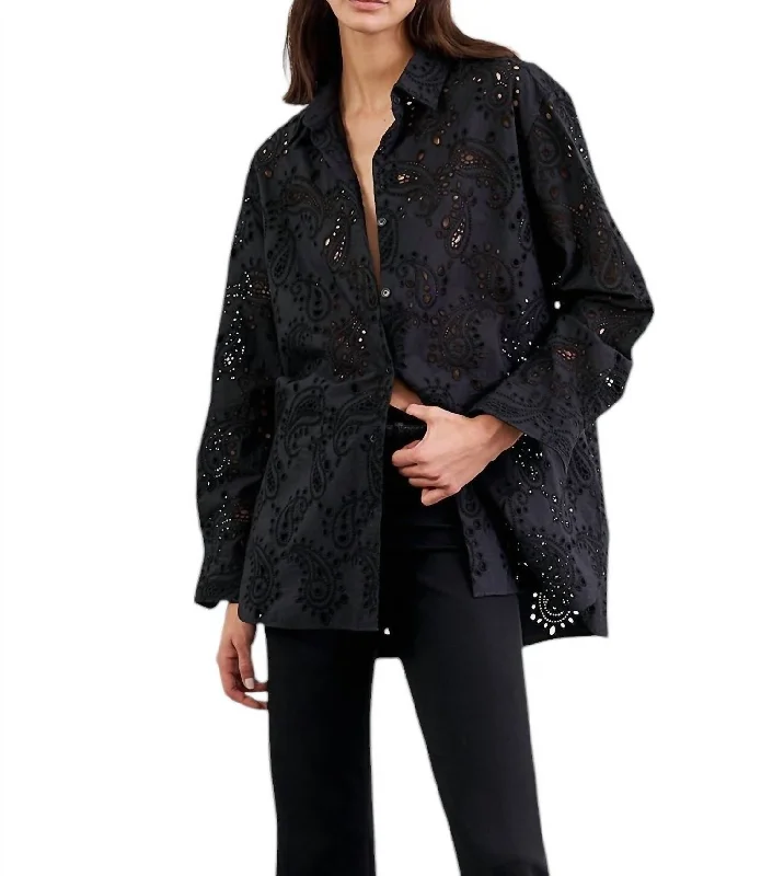 Flash Sale Online Mael Embroidered Poplin Shirt In Black Paisley