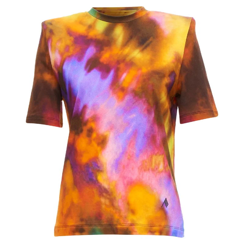 Fashion Forward The Attico Bella Tie Dye Logo Embroidery Power Shoulder Tshirt