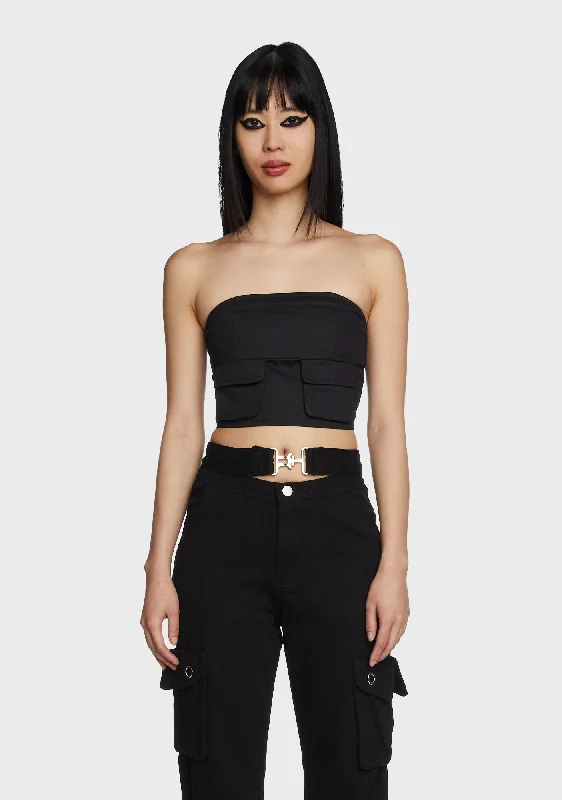 Sophisticated Women's Fashion Subway Surfer Tube Top - Black