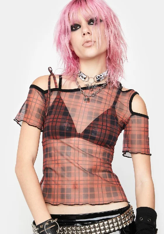 Exclusive Online Sale Daily Punk Plaid Mesh Shirt