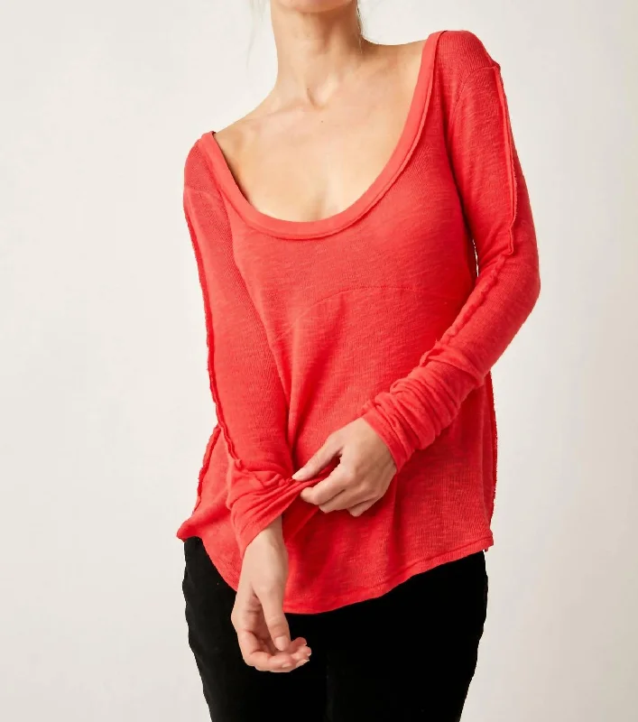 Absurdly Cheap Sale Cabin Fever Layering Top In Red