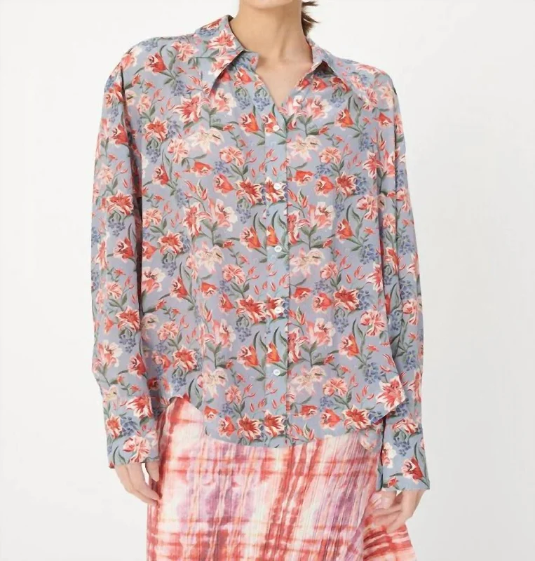 Trendsetting Threads Joyce Silk Shirt In Fanny Lilac