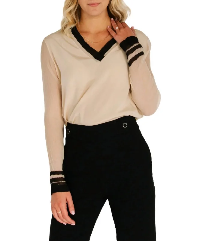 Gift Ideas Silk Top In Natural With Black