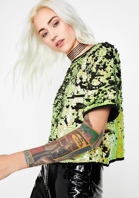 Trend Setting Wardrobe Toxic Wasted Youth Sequin Top